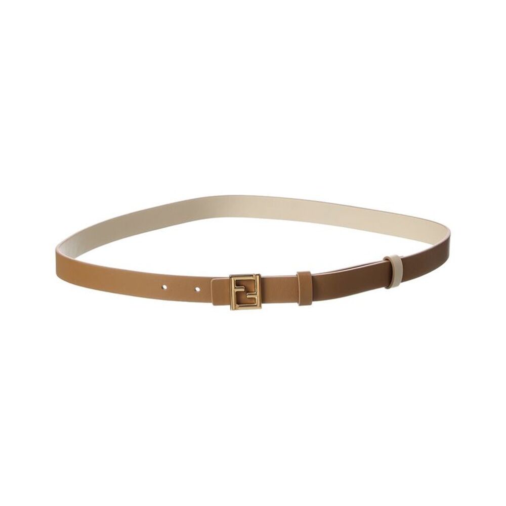 Fendi Ff Reversible Leather Belt, Beige
